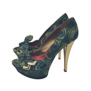Circus by Sam Edelman Peacock Gold Stiletto Platform Pumps Heels Women's Size 8